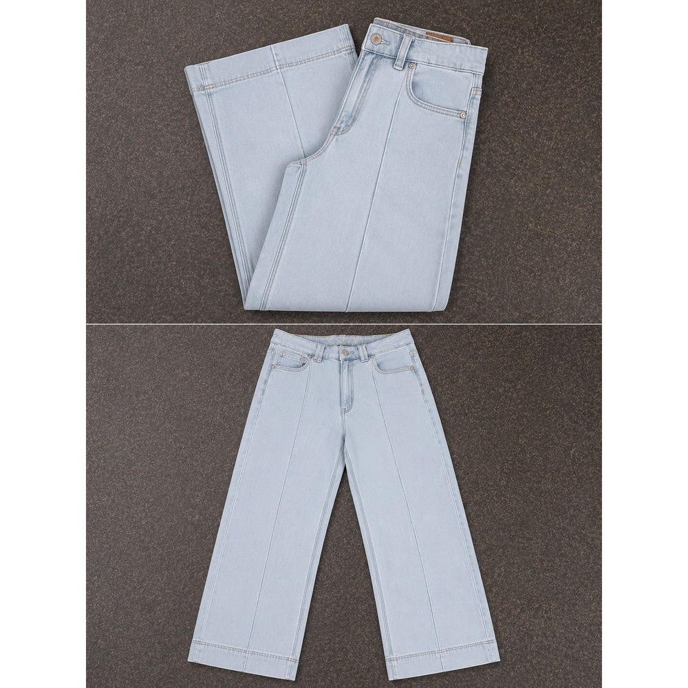 American Eagle Jeans Women Light Blue Good Low Rise Baggy Wide Leg Front Seam 2